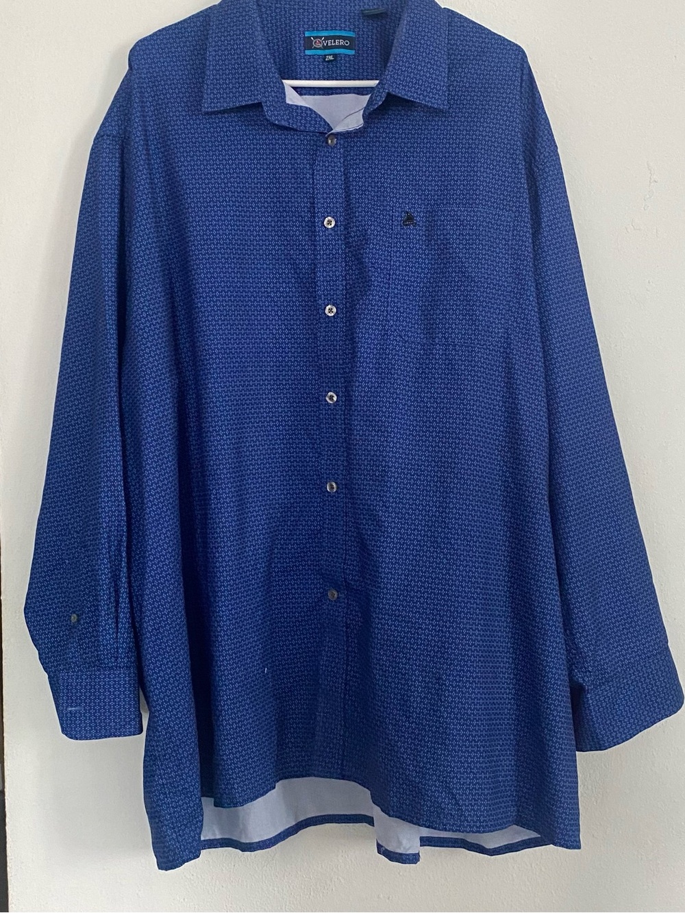 Travel Men's Royal Blue Micro-Pattern Dress Shirt 2x
